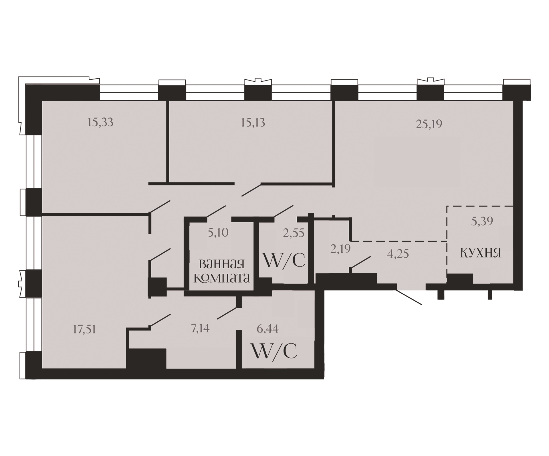 4 комнаты <br /> от 115м