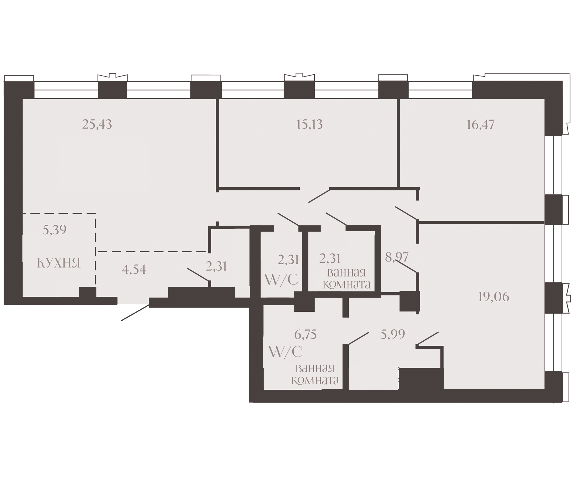 4 комнаты <br /> от 115м